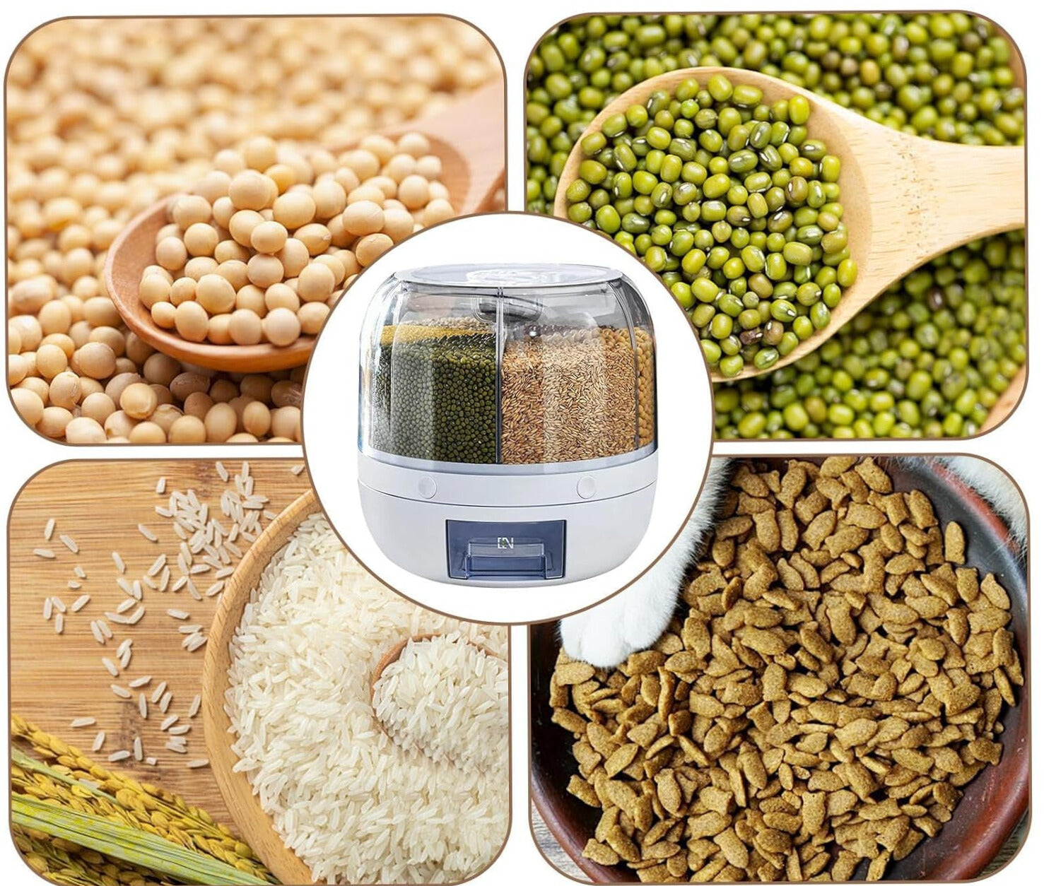 FreshKeeper™ | Dispensador Alimentario Giratorio 6 en 1